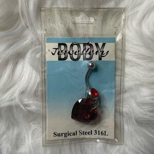 Red Heart Belly Button Ring